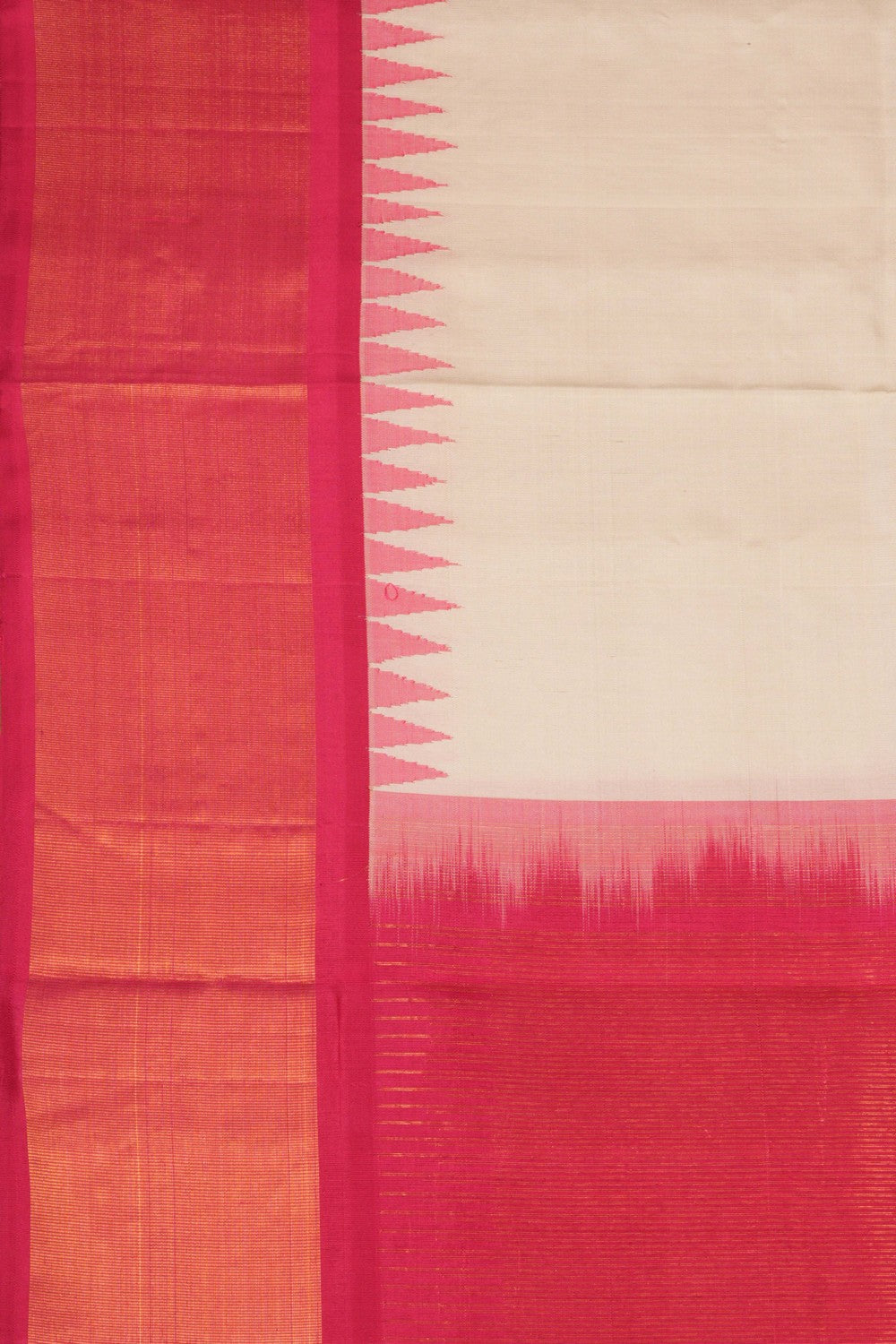 Image of Gadwal Silk Kattam Off-White Dupatta